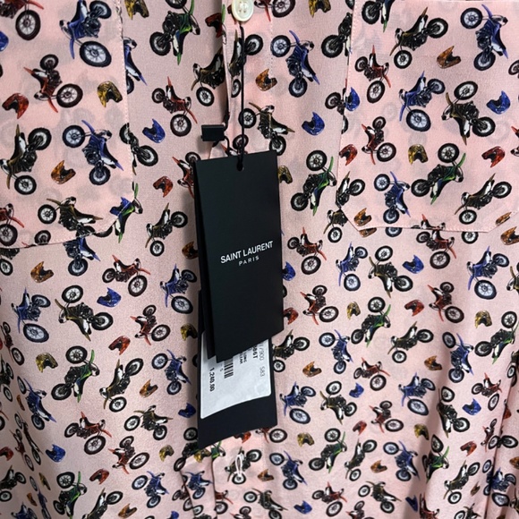SAINT LAURENT 100% silk moto shirt (size 39) - Picture 4 of 7